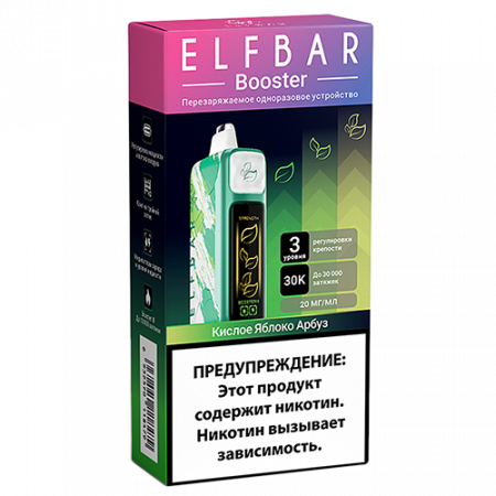 НСЖ ELFBAR Booster Nic King — Кислое Яблоко Арбуз 30000 зат фотография электронка pod 1табачный.рф